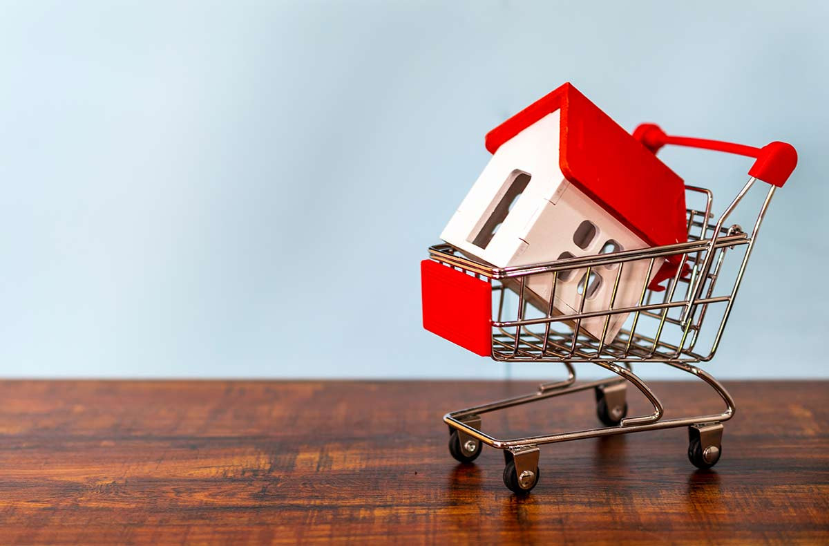 Haus verkaufen - Haus im Einkaufswagen