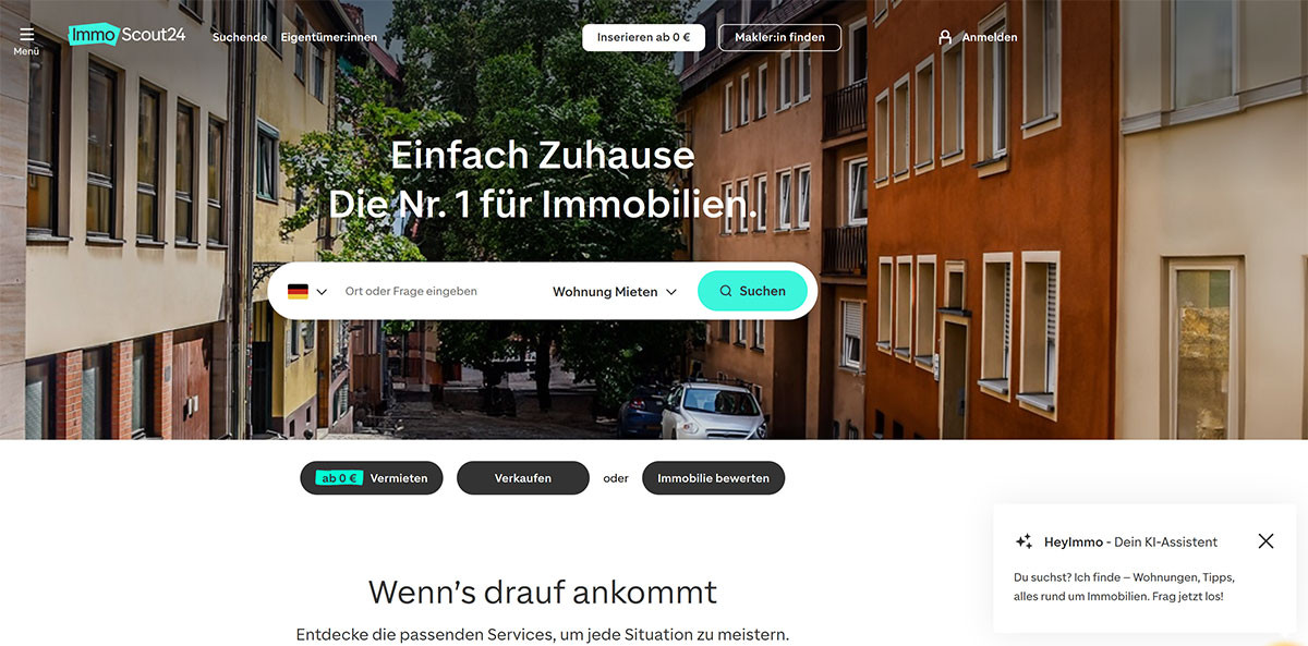 Screenshot von Immoscout