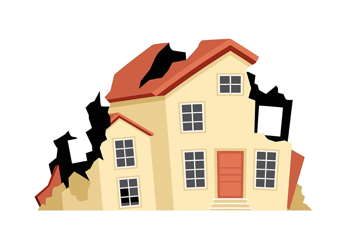 Haus mit sichtbaren Mängeln