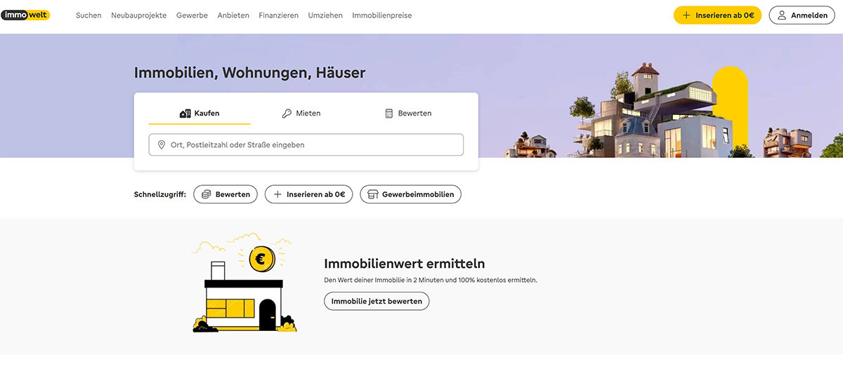 Screenshot von Immowelt