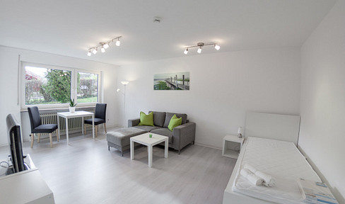 Furnished 1-room apartment on the ground floor with balcony