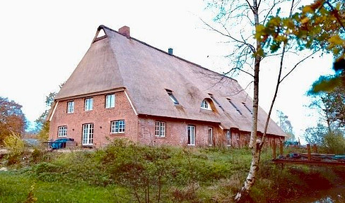 Core-renovated thatched house with guest apartments 15,087 m2, 305 m2 main wo swimming pond, building permission for N.Geb., 7 ha for horse keeping optional