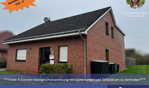 ***Available immediately***
***Bright 4-room top floor apartment with garden and parking spaces***