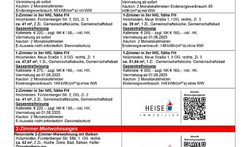 *** UPDATE *** 01.06.2025 *** Current rental overview *** Heise Immobilien Holzminden