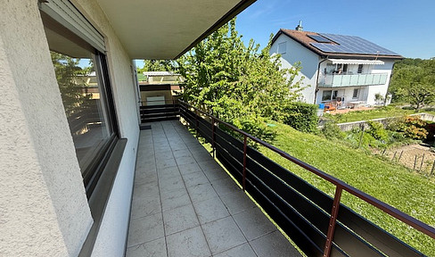 DONNBRONN: GROßZÜGIGE 3 ZI. EG-WOHNUNG 109m² mit XL-BALKON, WOHNKÜCHE u. GARTEN