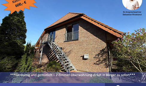 ***Geräumig, gemütlich und zu sofort frei***
Charmante 2-Zimmer-Oberwohnung im Zentrum von Börger