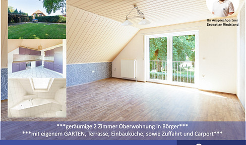 ***Spacious 2-room apartment with EBK in Börger***
with own garden, terrace, driveway and carport