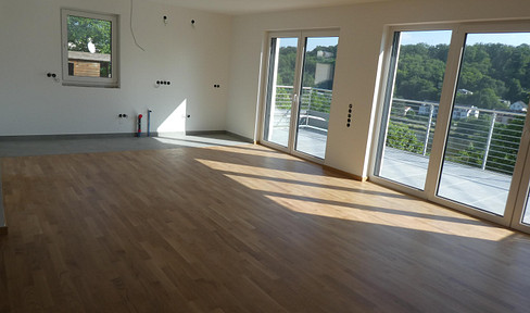 Unobstructed view of the Moselle - modern apartment suitable for the elderly in the Palzem energy-saving house