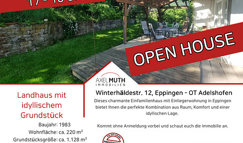 OPEN HOUSE am 22.07.2025
von 17:00h-18:00h
Landhaus mit idyllischem, blickgeschützten Grundstück.