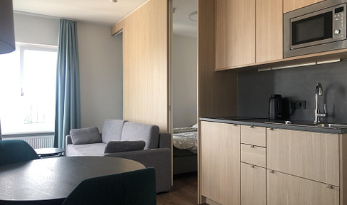 voll möbliertes 1,5 Zimmer Apartment im 10.OG & Fitnessraum