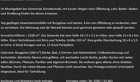 Gewerbeobjekt mit Privat Wohnhaus (Bungalow)