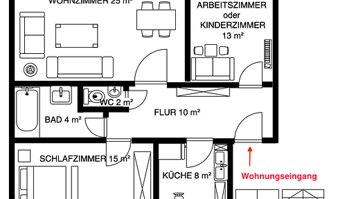 Only 35 min. from Hamburg (HVV, A1) in Tostedt: Bright, 3-room apartment, 83m², EBK, balcony, net 996€