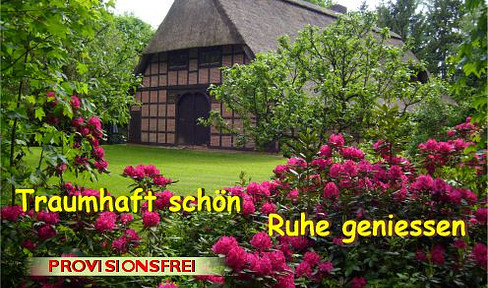 Thatched-roof half-timbered house in our own forest