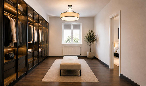 Exclusive, modern apartment with a rooftop terrace, open-plan kitchen, and fireplace connection, located in a city house.