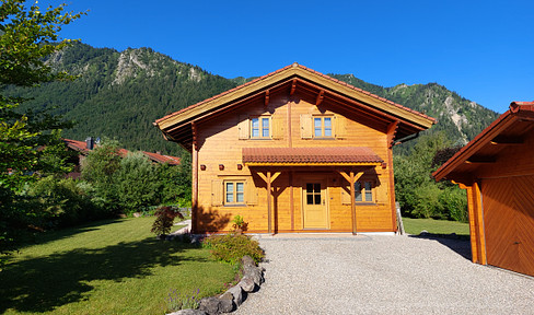 Detached wooden log house with fantastic mountain view