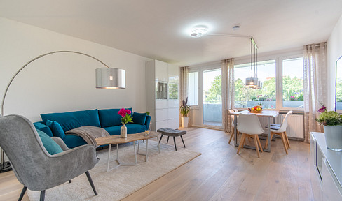 Modern furnished 3-room apartment with west-facing balcony - utilities included
