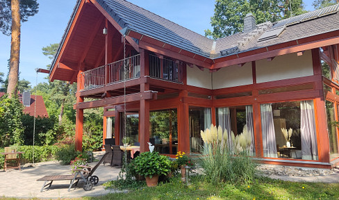 Light-flooded, energy-efficient villa made of wood, glass and stone