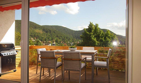Panoramic apartment with sauna and fireplace – Living above the rooftops of Bad Harzburg.