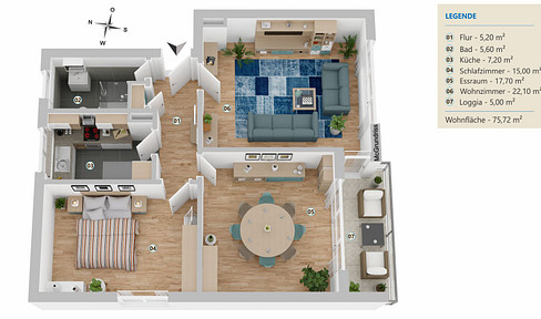 Bright, family-friendly 3-room apartment with a balcony and plenty of space to feel comfortable.