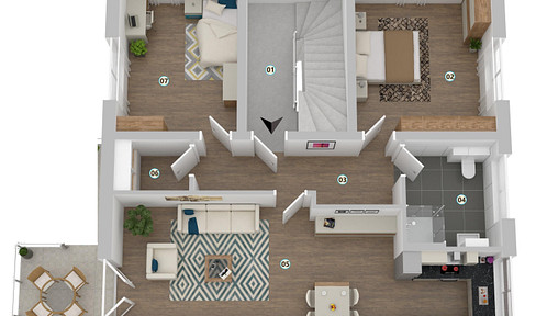 Moderne 3-Zimmer Etagenwohnung mit Balkon, Einbauküche & Wohlfühl-Klimaboden