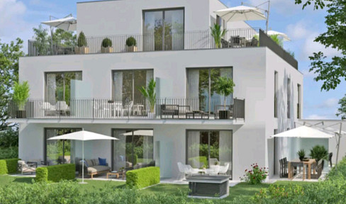Möblierte Neubau Erdgeschosswohnung - inkl. Tiefgarage, Luxusausstattung, mit Garten