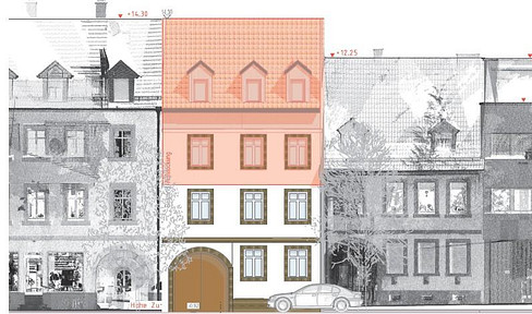 Projected MFH in the designated redevelopment area of Ettlingen with approved preliminary building application