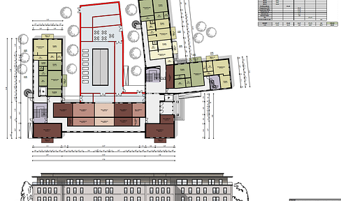 Apartment building with concept for living / care