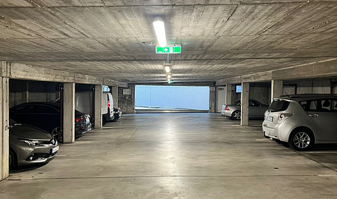 One parking space in a closed underground parking garage in Cologne Ehrenfeld