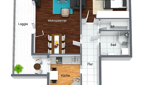Modernized 2-room apartment with a spacious balcony and distant views in Röthenbach.