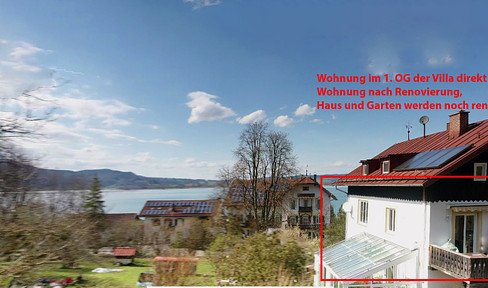 Bel Etage of idyllic Wilhelminian style villa directly on Kochelsee