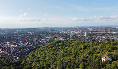 Building plot - unobstructed. View over Stuttgart - suburban location close to the forest