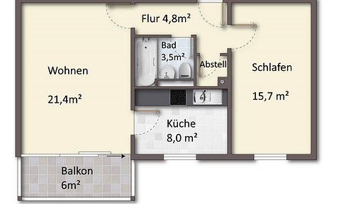 2-ZKBB with laminate flooring & underground parking space in Mainz-Finthen