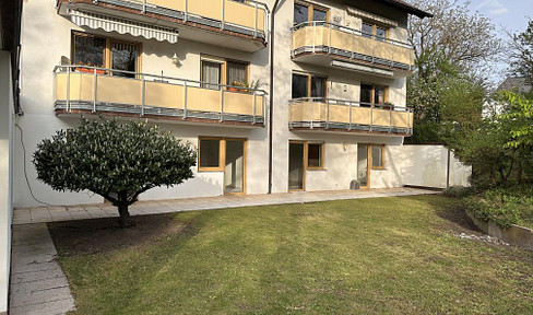 3-room basement with southwest-facing terrace and garden directly on the Farrnbach river