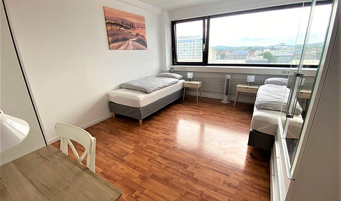 Komplett möblierte 3-Zimmer Wohnung mit 5 Betten in zentraler Citylage mit Ausblick!