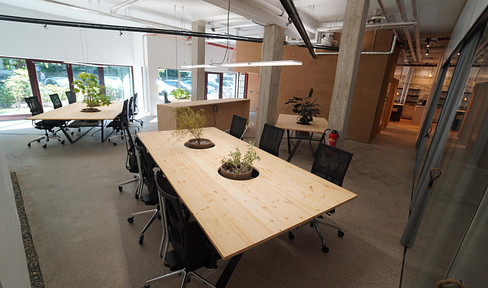 Fully equipped designer office with feel-good atmosphere and large basement