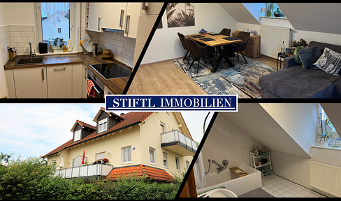 Sunny top floor apartment close to the center in 85290 Geisenfeld with balcony and fitted kitchen