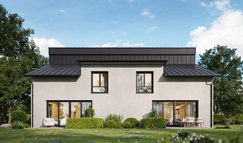Neubau: Moderne Doppelhaushälfte mit großem Grundstück