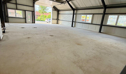 Heated hall, warehouse, trade, workshop with office section if desired