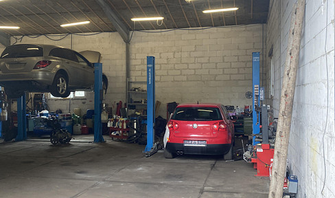 Fully equipped warehouse/car and truck repair shop in Hanau-Wolfgang – €3000 all-inclusive per month.