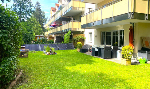 Sunny 4 room apartment with approx. 160m² garden in top location incl. fitted kitchen, conservatory, solar system