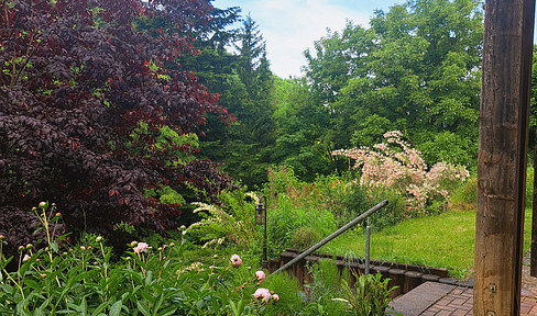 Semi-detached house with two 3-room apartments, one apartment currently rented, quiet, green hillside location