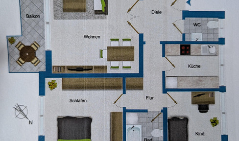 Sehr gepflegte und lichtdurchflutete 3 Zimmer Eigentumswohnung mit Loggia in Mülheim an der Ruhr