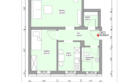 Energy-efficient (KfW 55) age-appropriate 2-room apartment with elevator