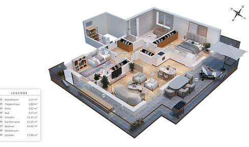 single penthouse in a 3-family house! quiet side street, good infrastructure, bathing lake