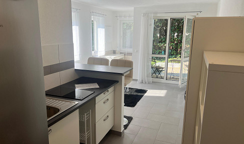 Wohnung zum Entspannen : 1-Zimmer Wohnung (teilweise möbliert, 27 qm)) mit Terrasse/TG-Stellplatz