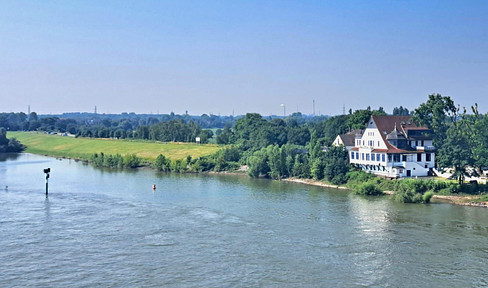 UNVERBAUBARE RHEIN-UFER-LAGE / 550 m² GEWERBE- / WOHNFL. + 1.300 m² GRUNDST.