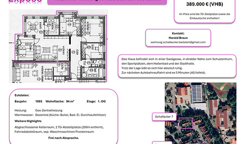 4½ room apartment with covered south-facing balcony and 2 underground parking spaces