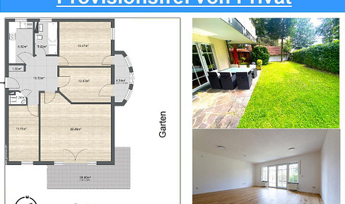 Family dream: 4-room apartment, 160m² private garden for sole use, real wood flooring, fitted kitchen, and much more.