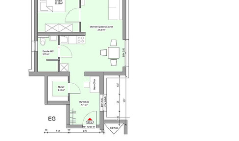 Barrier-free 2-room apartment with elevator (KfW 55)