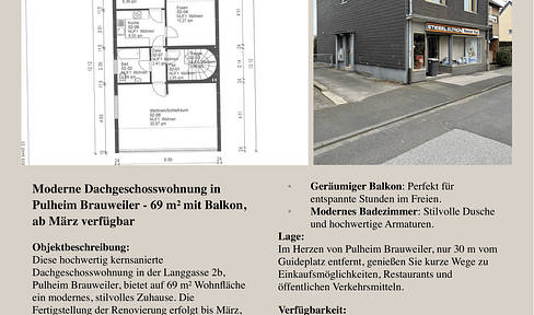 DG Wohnung mit Balkon, Fußbodenheizung und Komplett kernsaniert, im Herzen von Brauweiler!